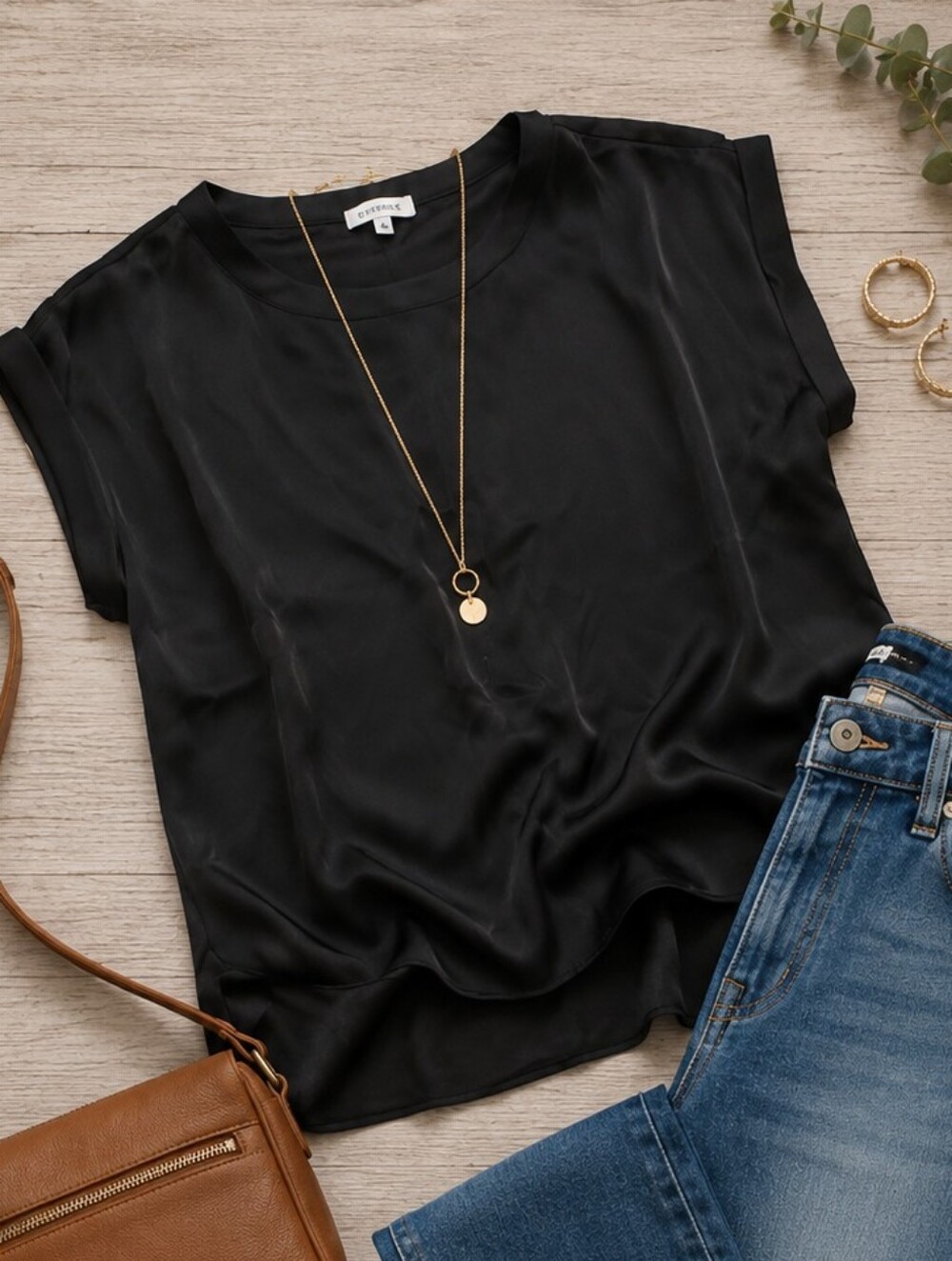 Evereve Black Satin Women's Top